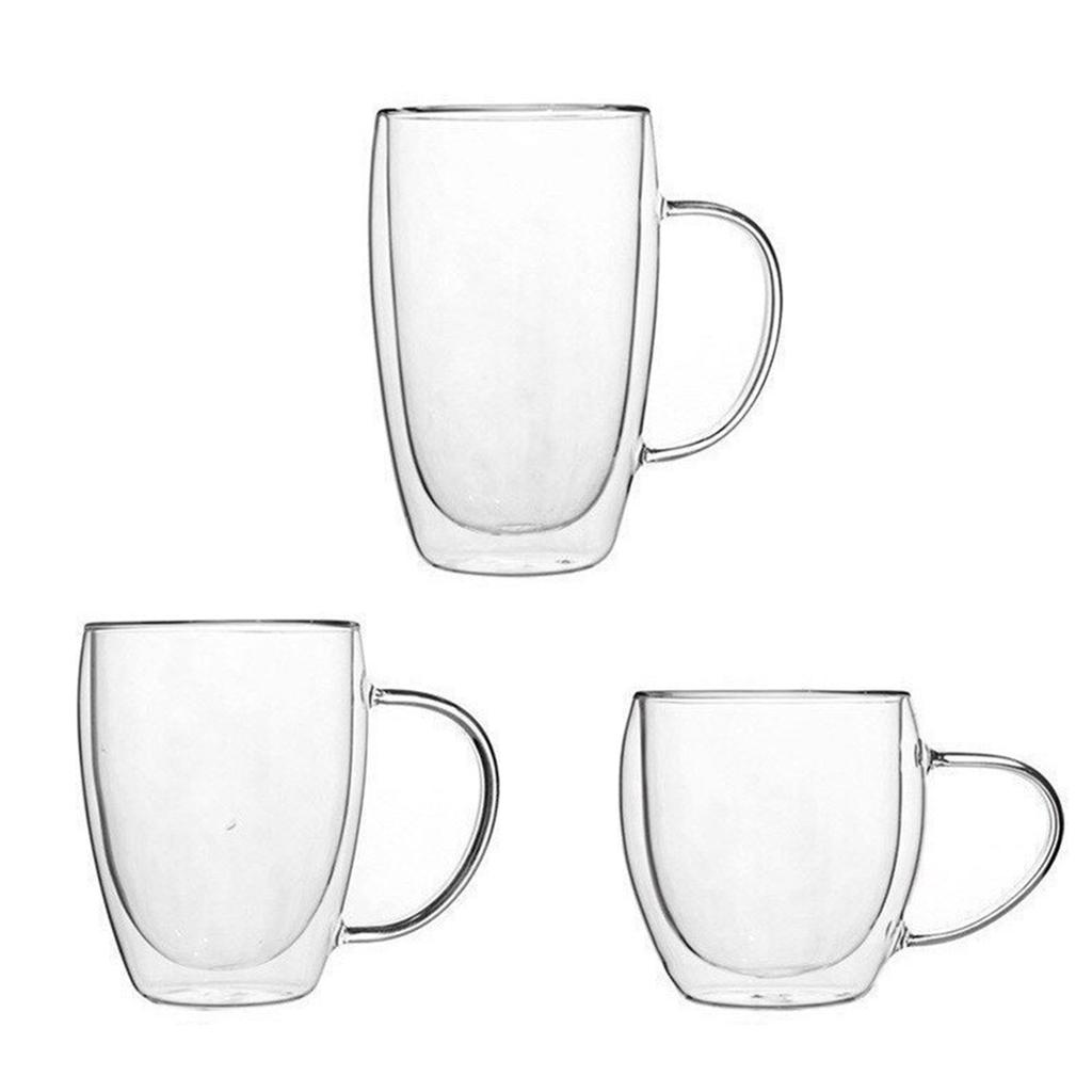 Glass Coffee Mugs with Handle Beverage Glasses Heat Resistant with Handle for Juice Drinks Lead Free