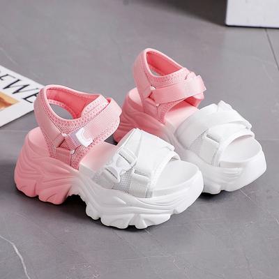Fashion 7.5cm Women Leisure Chunky Platform Sandals Peep Toe High Heels New Gladiator Slippers Woman Fashion Trendy Summer Beach Sandals