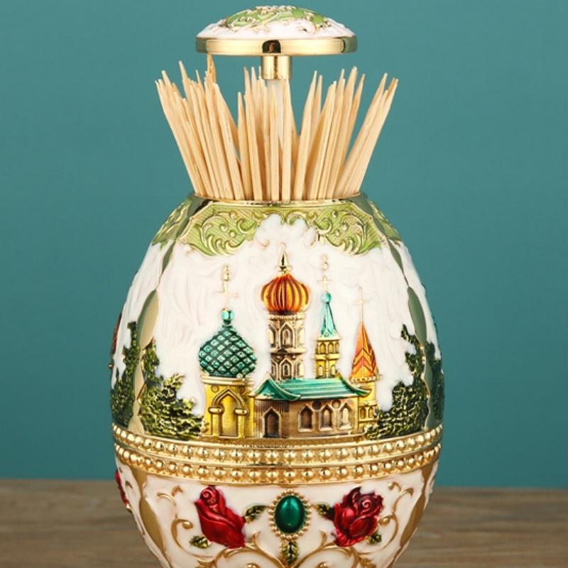 European Style Automatic Toothpick Box Fashion Metal Vintage Toothpick Holder Toothpick Dispenser Box Home Decoration New Design