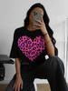 Pink Leopard Print Heart Design Women T-Shirts Soft Cotton T Shirt Y2K Comfortable Short Sleeve All-Match Hip Hop Female Clothes