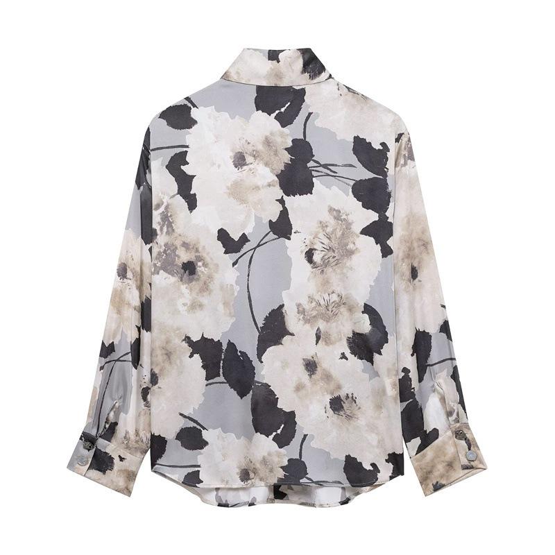 TAOP&ZA Damen Frühling/Sommer Seidenähnliches Print-Hemd und Midi-Rock Set 2375121