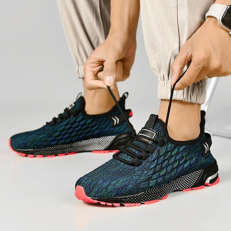Populära herrmodeller i stora storlekar, flugvävd mesh, andningsbara, stötdämpande sportskor, herrskor för fritid, resor, fitness, löpning