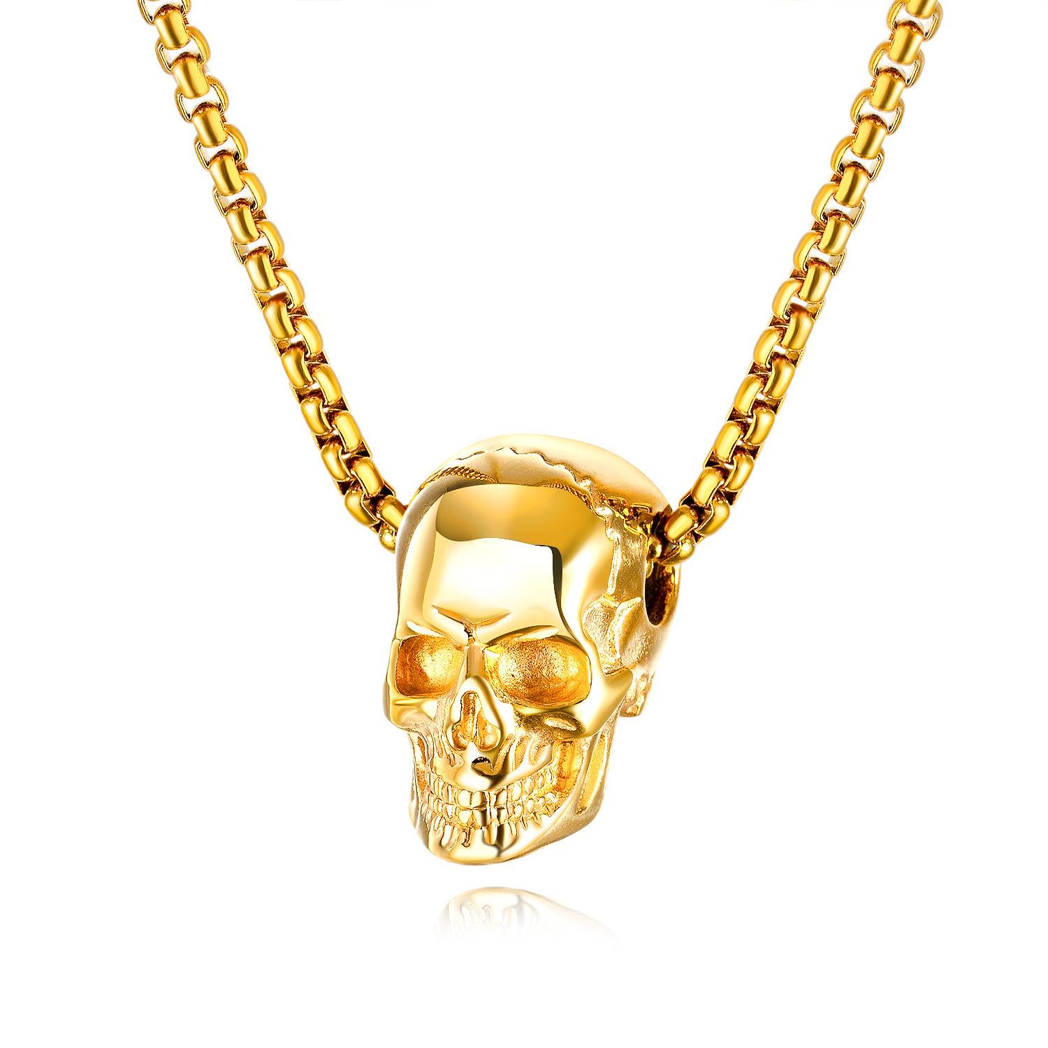 Goth Skull Pendant Chain Necklace For Men Jewelry Skeleton Punk Halloween Accessories