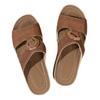 Wedge heel thick bottom hollow slippers women's large size casual one-pedal sewing line metal buckle cool slippers women