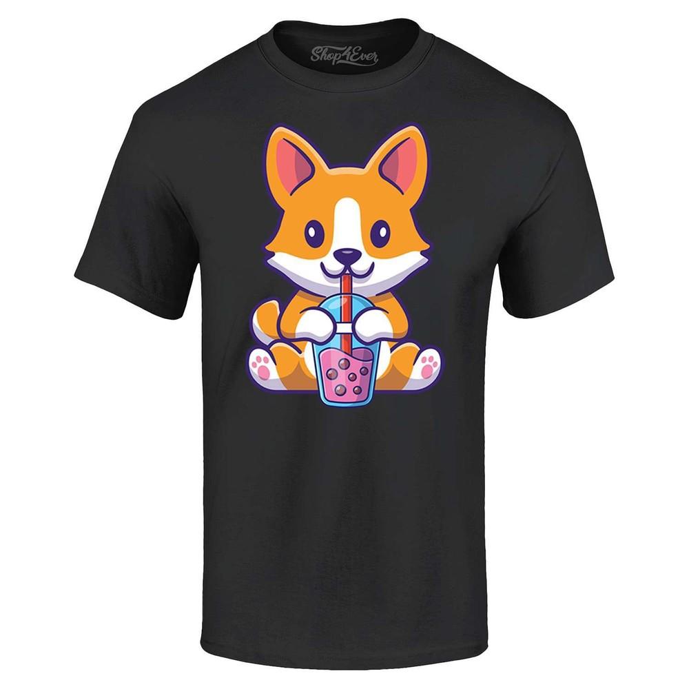 

Cute Corgi Drinking Boba Tea Kawaii T-shirt Pet Shirts XL