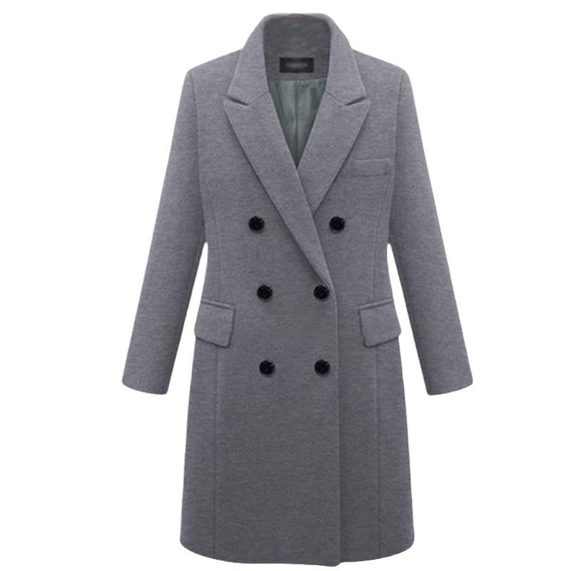 2023 Women's Double-Breasted Woolen Mid-Length Coat - Bestseller