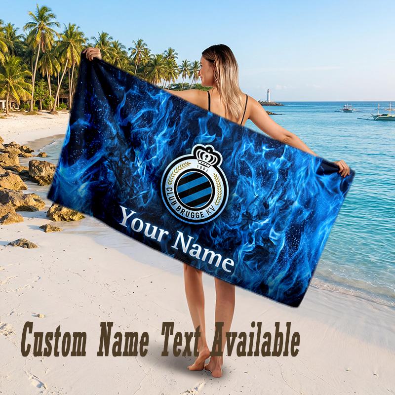 Club Brugge FC Design Beach Towel Custom Text Large Towel for Beach Vacation