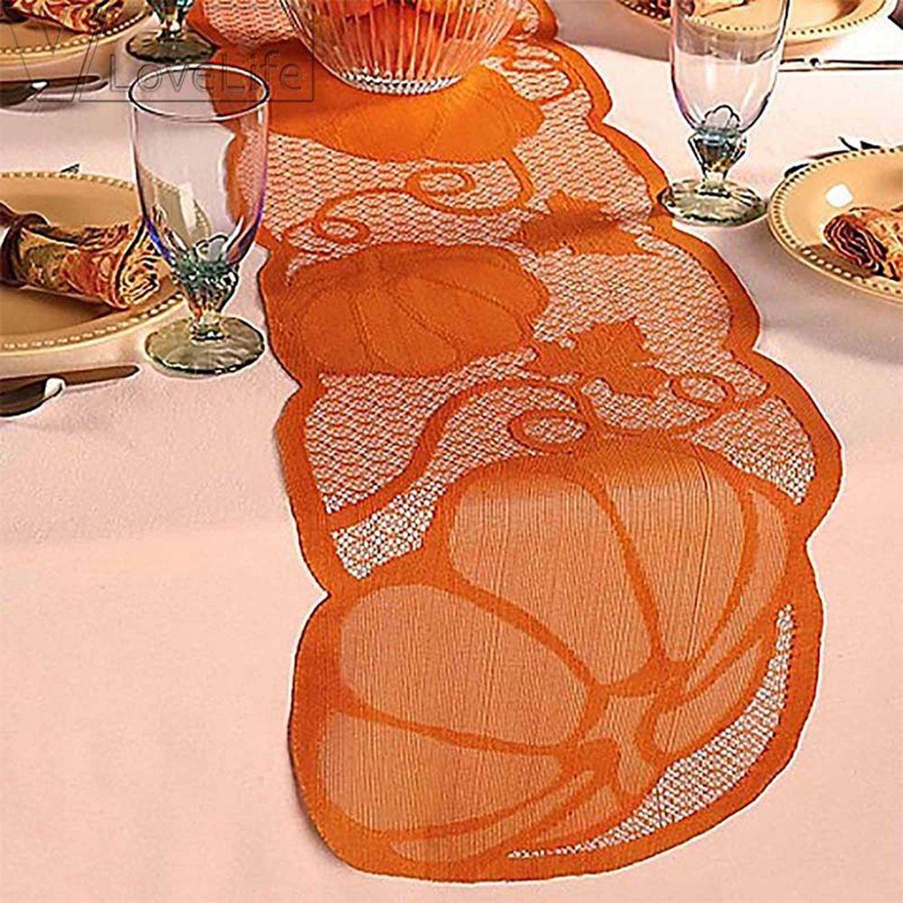 Lace Maple Leaves Pumpkin 72 X 13 Inch Halloween Decorations Table Runner Table Cloth Table Cover