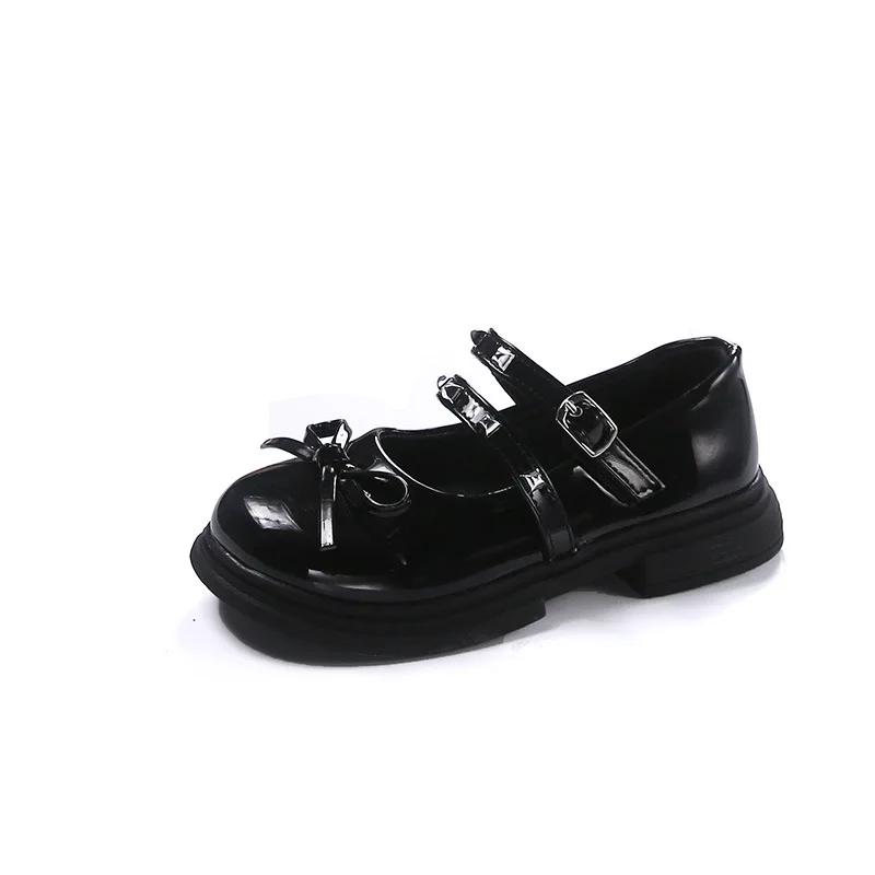 

Весна Осень Девочки Принцесса Кожаные Туфли Повседневные Детские Туфли Мэри Джейн На Толстой Подошве Модные Черные Серебряные Универсальные Детские Туфли 26 чёрный