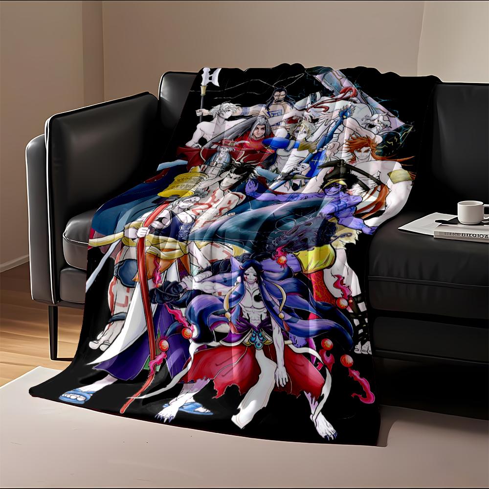 "Anime Warriors Group with Mystic Powers Artwork Flannel blanket for bedroom, living room, sofa, and nap sofas"