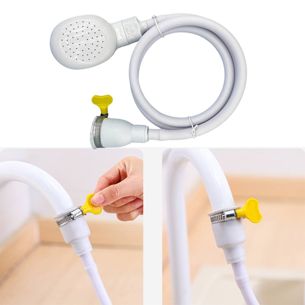 Indoor Bathing 2.2M Optional Portable Shower Attachment Adjustable Length Shower Attachment Bath Hose Fit Clamp Shower Hose