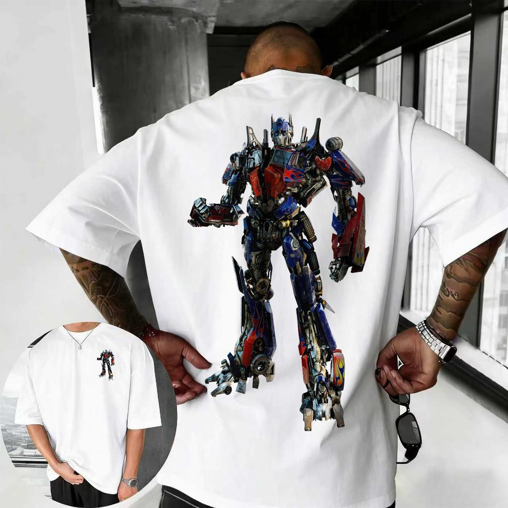 202526 Summer Transformers Graphic 100 Cotton Printed Tshirt for Men Hasbro Brand Children and Unisex Breathable Loose Casual