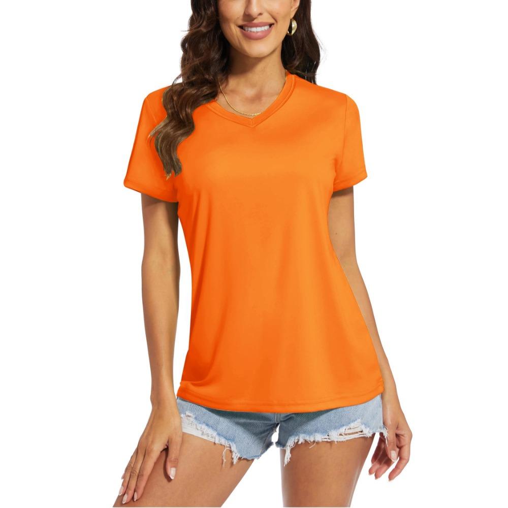TACVASEN UPF 50+ Summer Short Sleeve V-Neck T-shirts Womens Sun Protection T-shirts Quick Dry Hiking Running Tee Shirts Tops