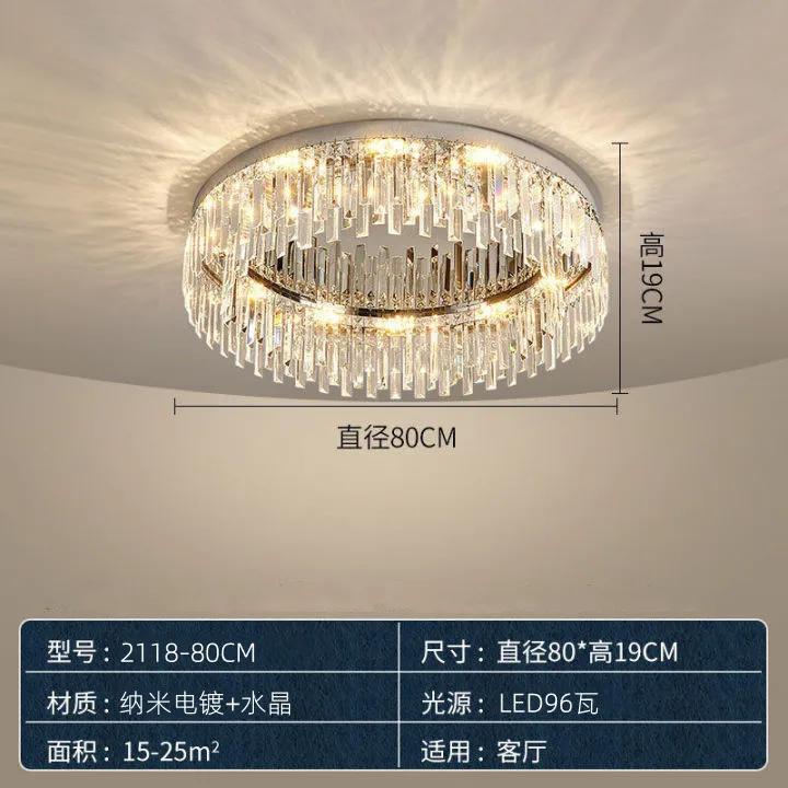 Round Light Luxury Crystal Ceiling Lamp Modern Minimalist Living Room Decoration Bedroom Whole House Indoor Lighting For Home