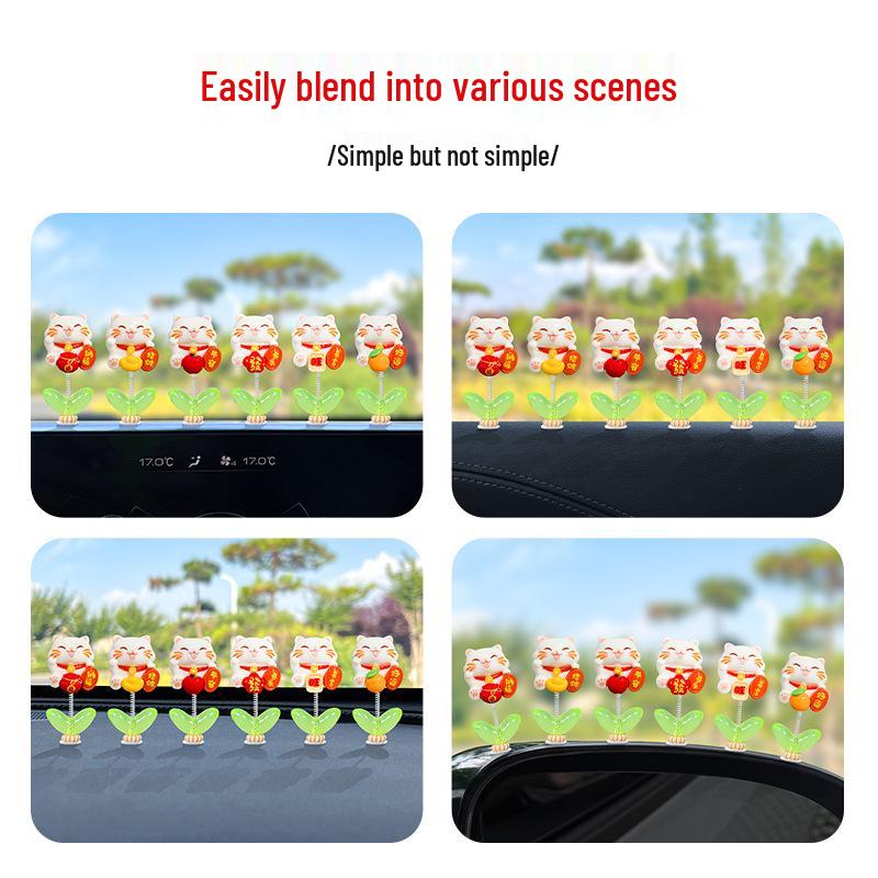 Cute Swinging Good Luck Cat Ornament for Car Screen or Console