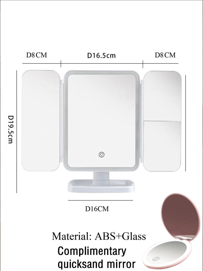 Rechargeable Cosmetic Mirror with LED Lights, 10x Magnifying Mirror, Portable Folding Travel Mirror, Double Sided, Beauty Mirror