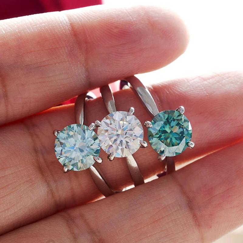 2 Carat Colorful Moissanite Rings D Color VVS Original Silver 925 Jewelry For Women Wedding Bands with GRA