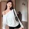 La Chapelle 2025 Women's Relaxed Off-Shoulder Long Sleeve Top