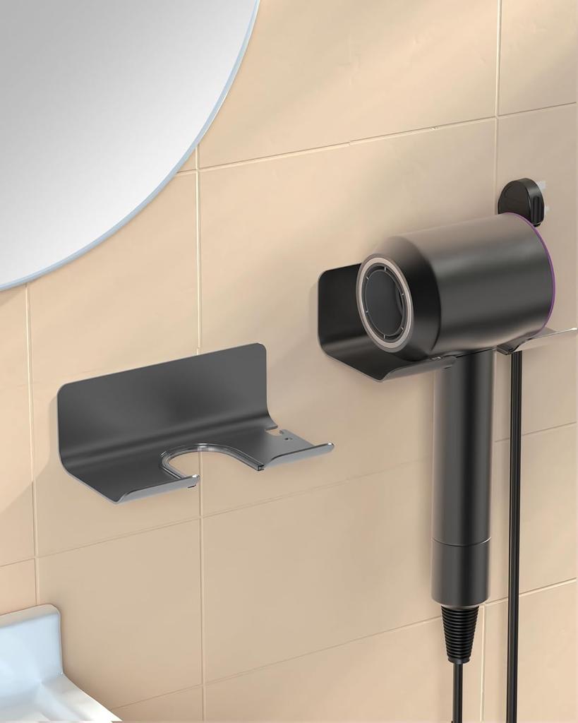 Wall Mounted Hair Dryer Holder Multi-Functional Bathroom Storage Rack Hair Tool Organizer Placement Shelf for Kitchen And Bath