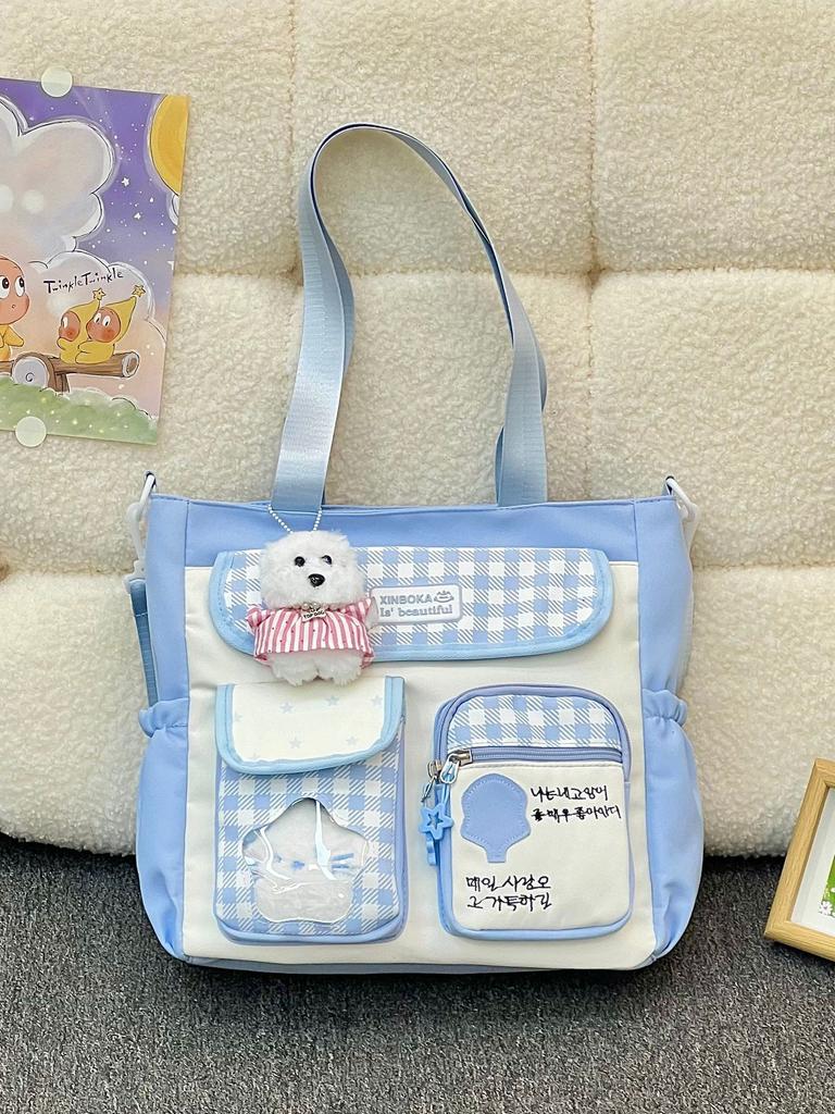 Borsa a Zaino Ulzzang Dolce e Carina Esposizione Fumetti Borsa a Spalla Uniforme JK per Pendolarismo e Uscite Borsa a Tracolla Donna Y2K