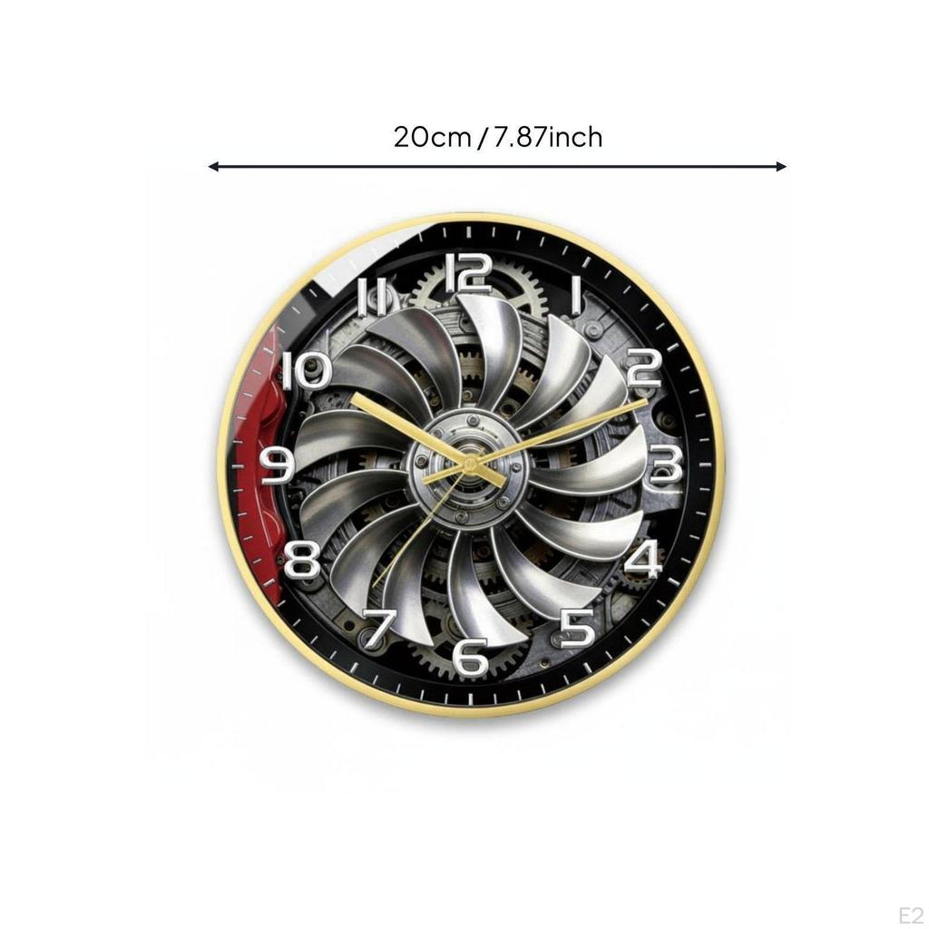 Car Wheel Hub Clock Noiseless Mechanism Brake Disc Wall 3D Decorative Piece Decor for Men,