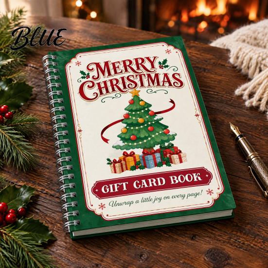 Christmas Money Presenter Gift Card Book 14 Pages DIY Booklet Spiral-Bound Merry Holiday Memory Book College Survival Kit Greeting for Adults Kids