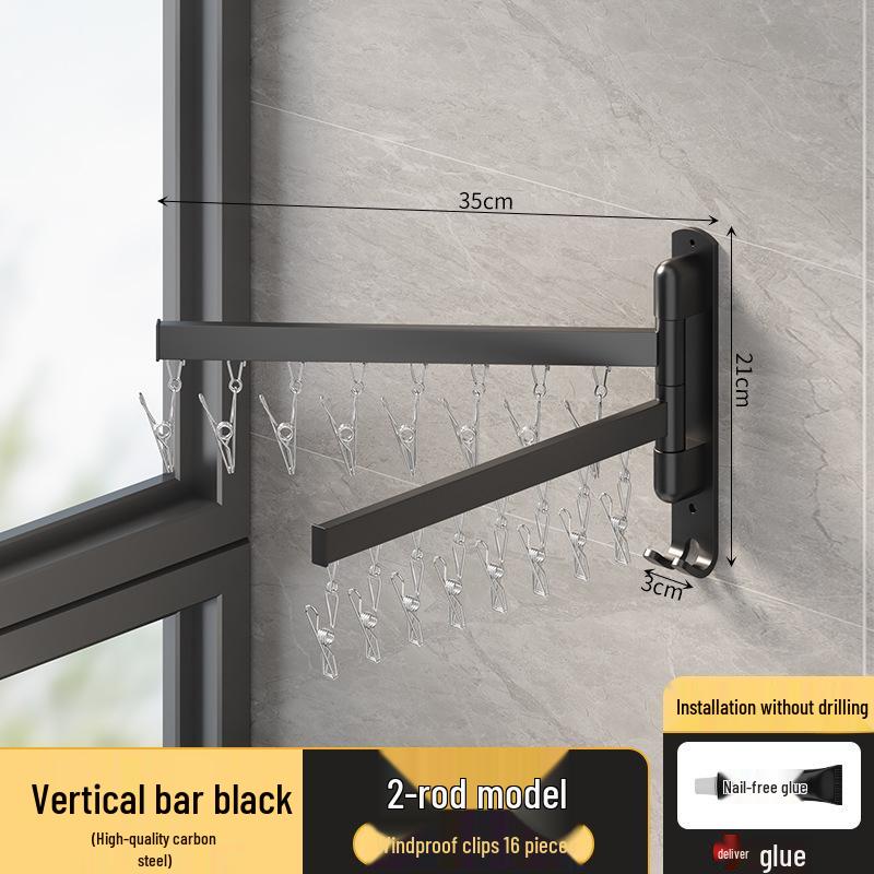 Wall-Mounted Folding Clothes Drying Rack for Socks, Underwear, and Underpants with Clips.