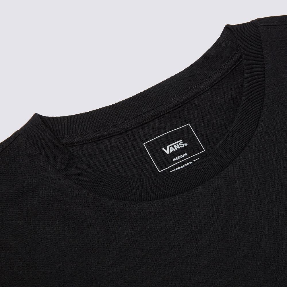 Vans Color Block Plaid Loose Long Sleeve T-Shirt With Logo Print Men tops Black VN000GNWBLK