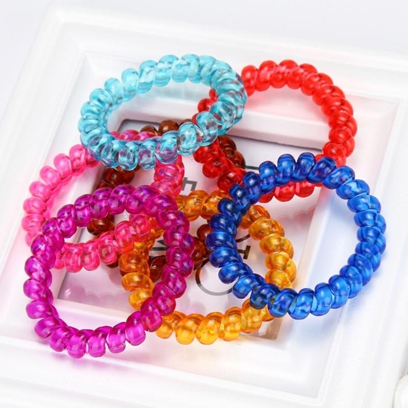 5 Stück Spirale Slinky Elastisches Gummi Bindedraht Spule Haargummis Seil Pferdeschwanz(Farbe zufällig)