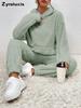 New Arrival Autumn Winter Solid Color Women's Hoodie Long Sleeve Fleece Padded Casual Pants Home Two Piece Set