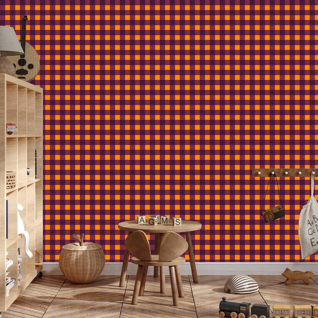 Halloween Plaid Wallpaper Pink and Gold for Living Room and Bedroom 50x1000
