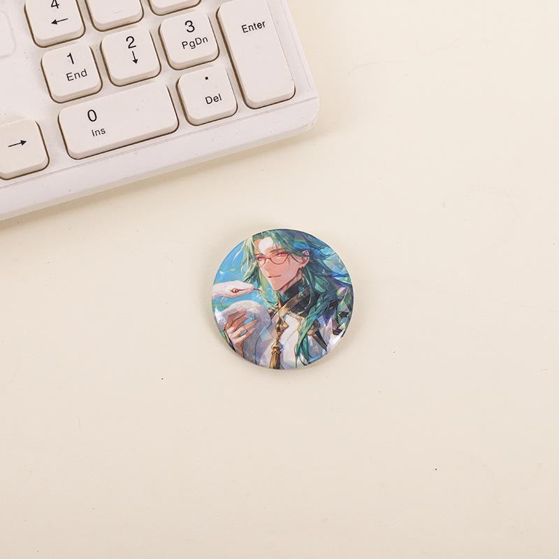 Genshin Impact Tinplate Brooch Set: Keqing, Xiao, Hu Tao, Klee, Kazuha - Cute Character Button Pendant Collection