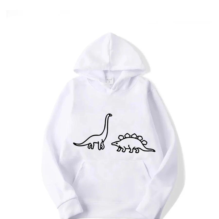2025 Autumn/Winter New Manga Women's Dinosaur Printed Fashion Casual Hoodie Outdoor Sports Simple Loose Comfortable Coat