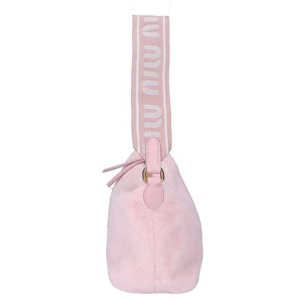 MIUMIU Excellent condition 5NE841 Pile material terry cloth mini bag canvas staple one-shoulder bag Handbag Pink / GD HardwareUsed