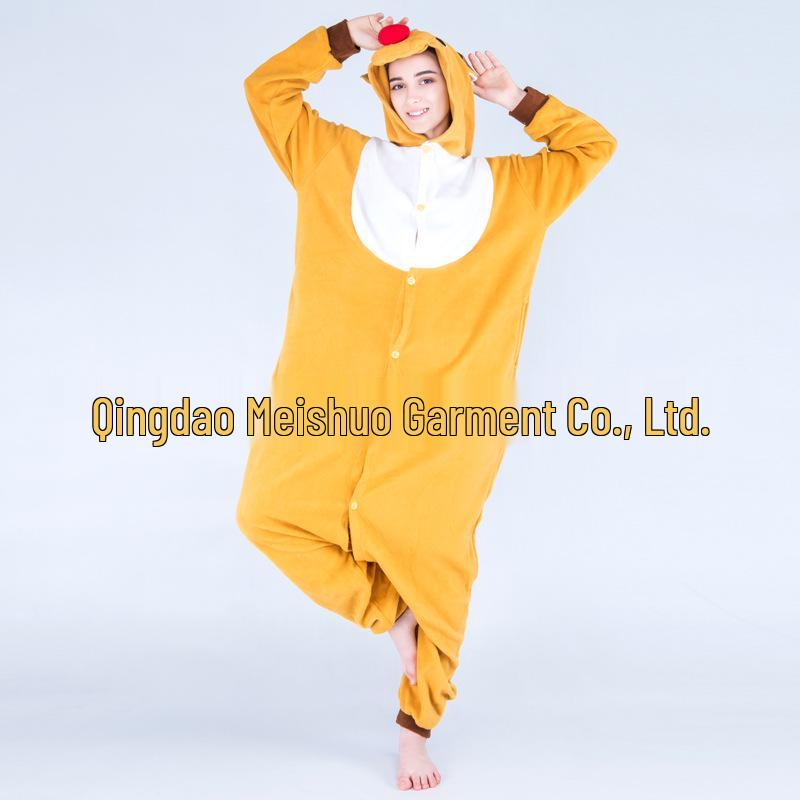 Růžové Modré Zvířecí Kreslené Fleecové Onesie Pyžamo pro Páry - Podzimní/Zimní Kolekce