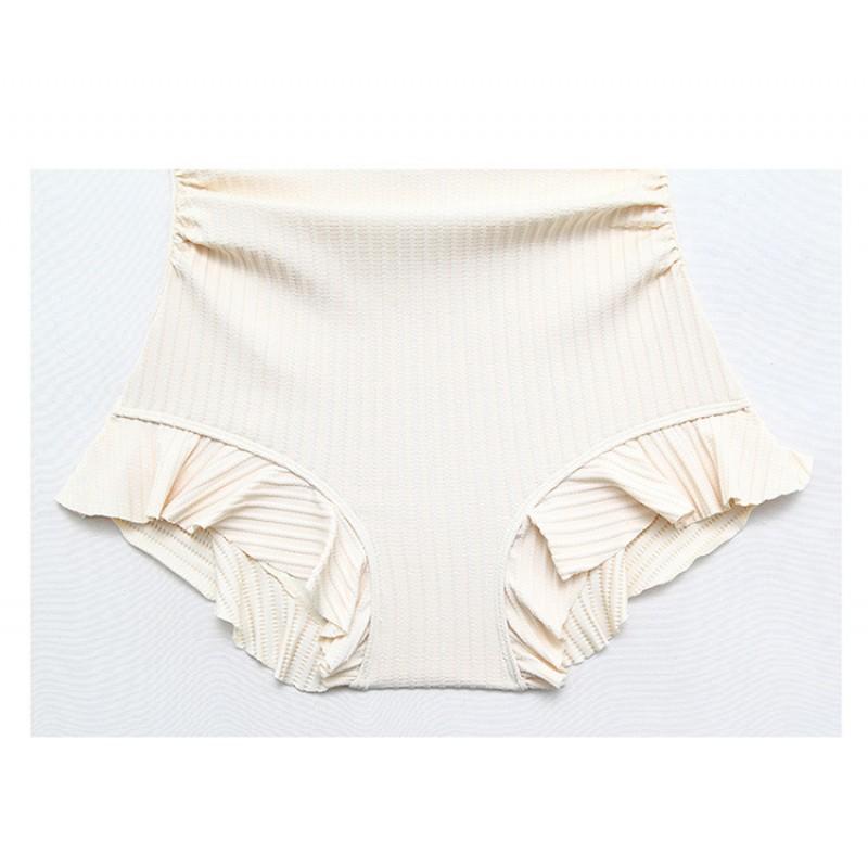 High-end Pure Desire Style Striped Milk White Thin Chest Sexy Seaside Hot Vacation One-piece Swimsuit Woman