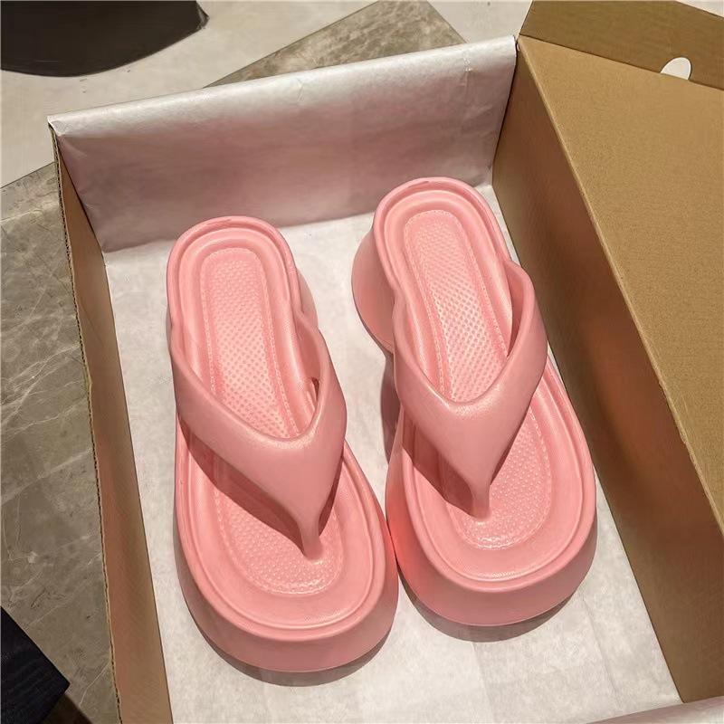 Women Fashion EVA Platform Slippers Solid Color Clip Toe Wedge Sandals Woman 2025 Summer Thick Sole Anti Slip Beach Flip Flops