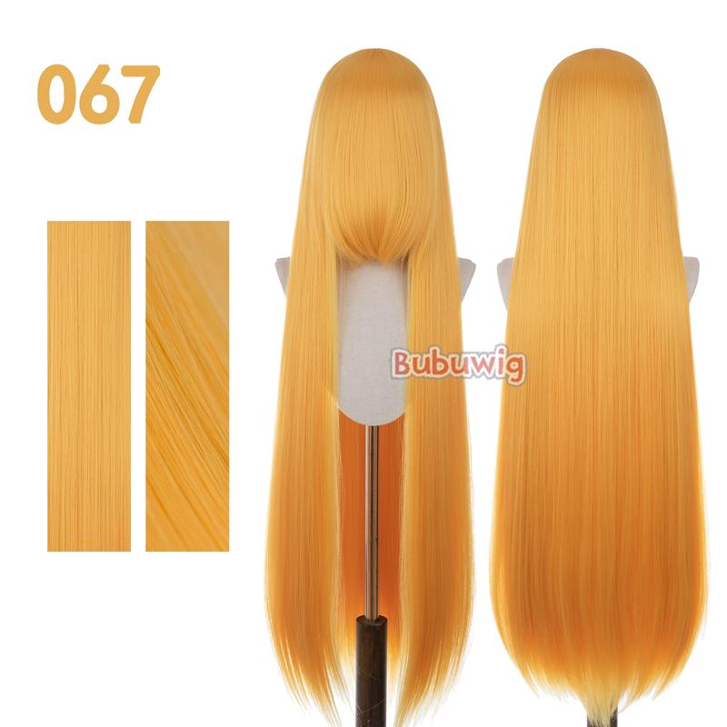 Bubuwig Synthetic Hair 100cm Long Straight Pure Color Cosplay Wigs Over 100 Colors Black White Red Blue Brown Wig Heat Resistant
