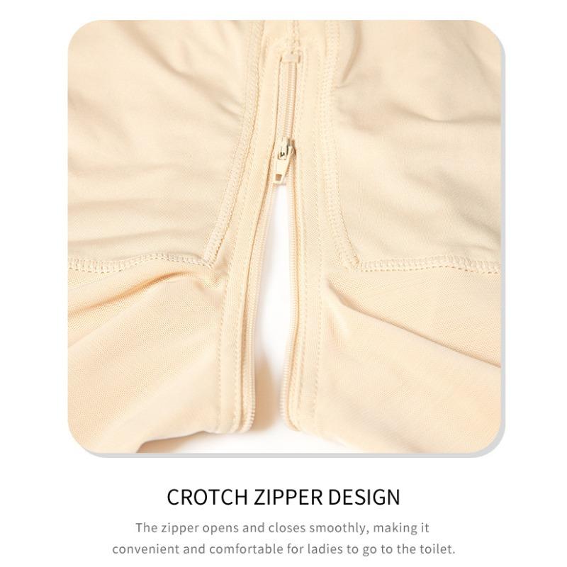 High Waist Zipper And Hook Eye Shaper Shorts With Lace Trim