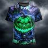 Halloween horror pumpkin 3D printed fashionable men's T-shirt 2025 new daily outdoor sports party quick drying breathable street clothing