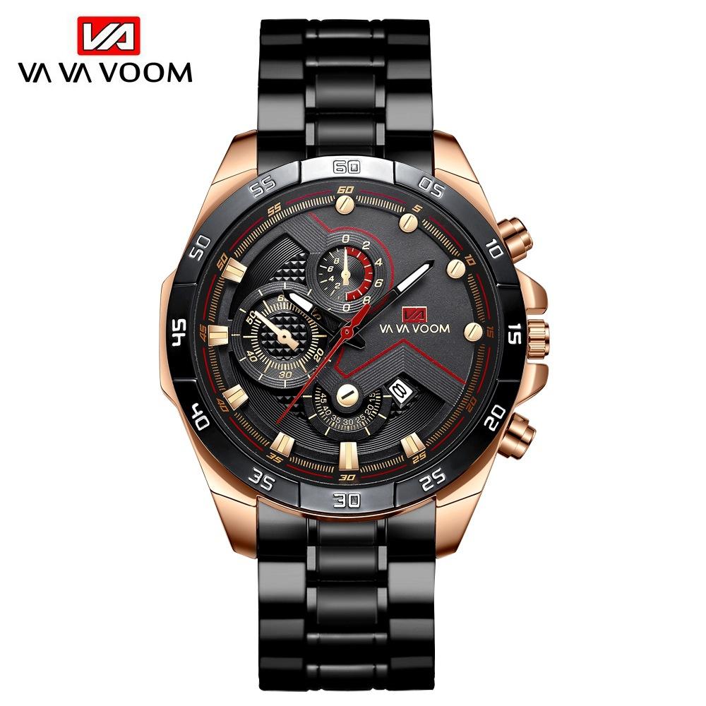 Stainless Steel with Sports Watch Racing Punk Calendar Student Men's Quartz Watch