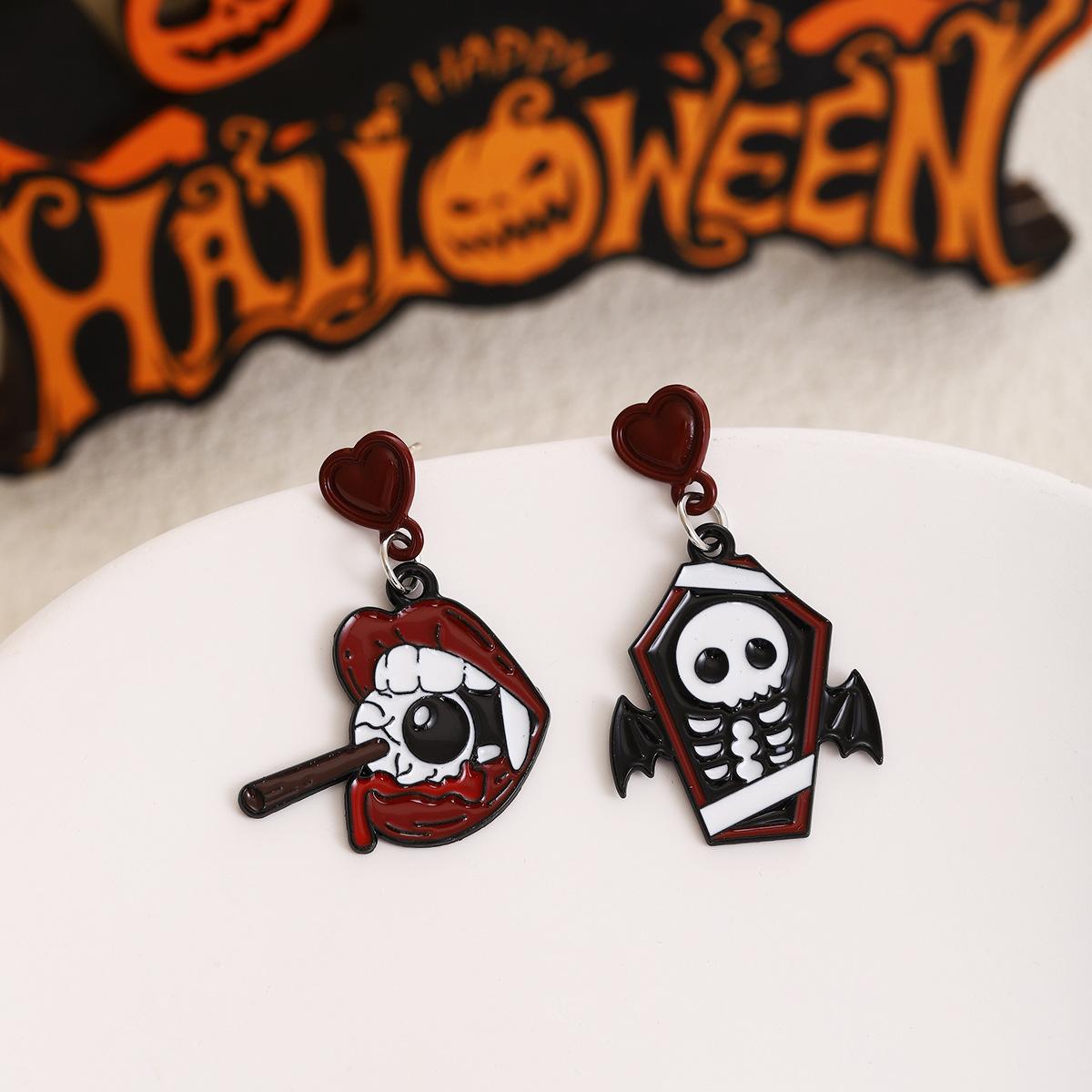 Halloween Horror Ghost Funny Earrings Female Pumpkin Skull Grim Reaper Exaggerated Personality Stud Earrings