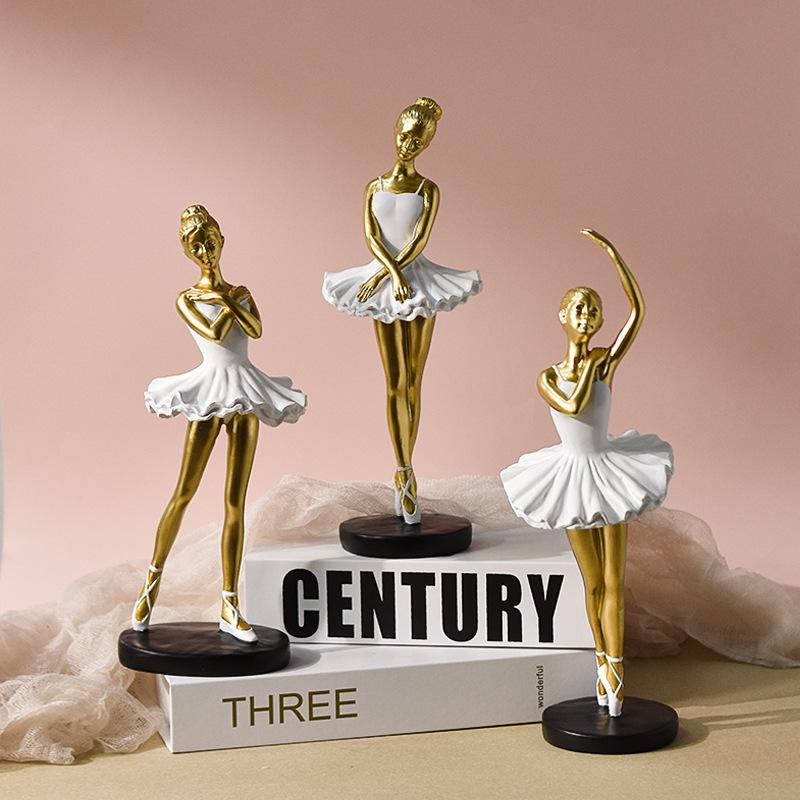 Resin Figurine of A Ballet Dancer for Home Decoration, Featuring A Cute Girl's Room with Artistic Appeal.