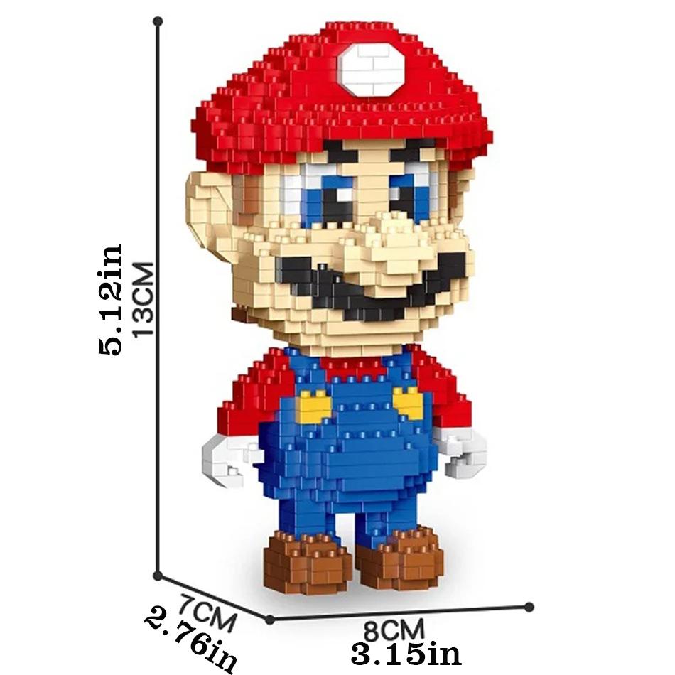 Cartoon Character Blind Box Building Blocks - Luigi & Yoshi Figures Small Particle Blocks Model Dolls For Kids Assembled Toy Gif