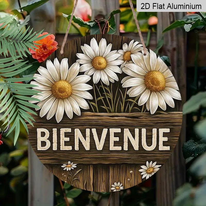 

2D Flat Aluminum Daisy Floral Wall Art, Rustic Country Style, 7.87 Inches × 7.87 Inches, Holiday Gift, Suitable for Homes, Studios, Cafés, Gardens 1pc
