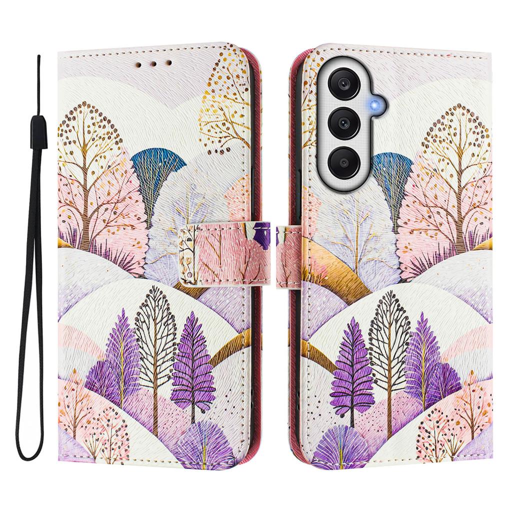 For Samsung Galaxy S24 FE Leather Case Pattern Printing Wallet Phone Cover with Strap