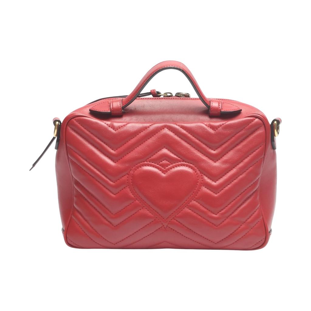 GUCCI GG Marmont cross body sling bag Cowhide Red Women 498100 Used