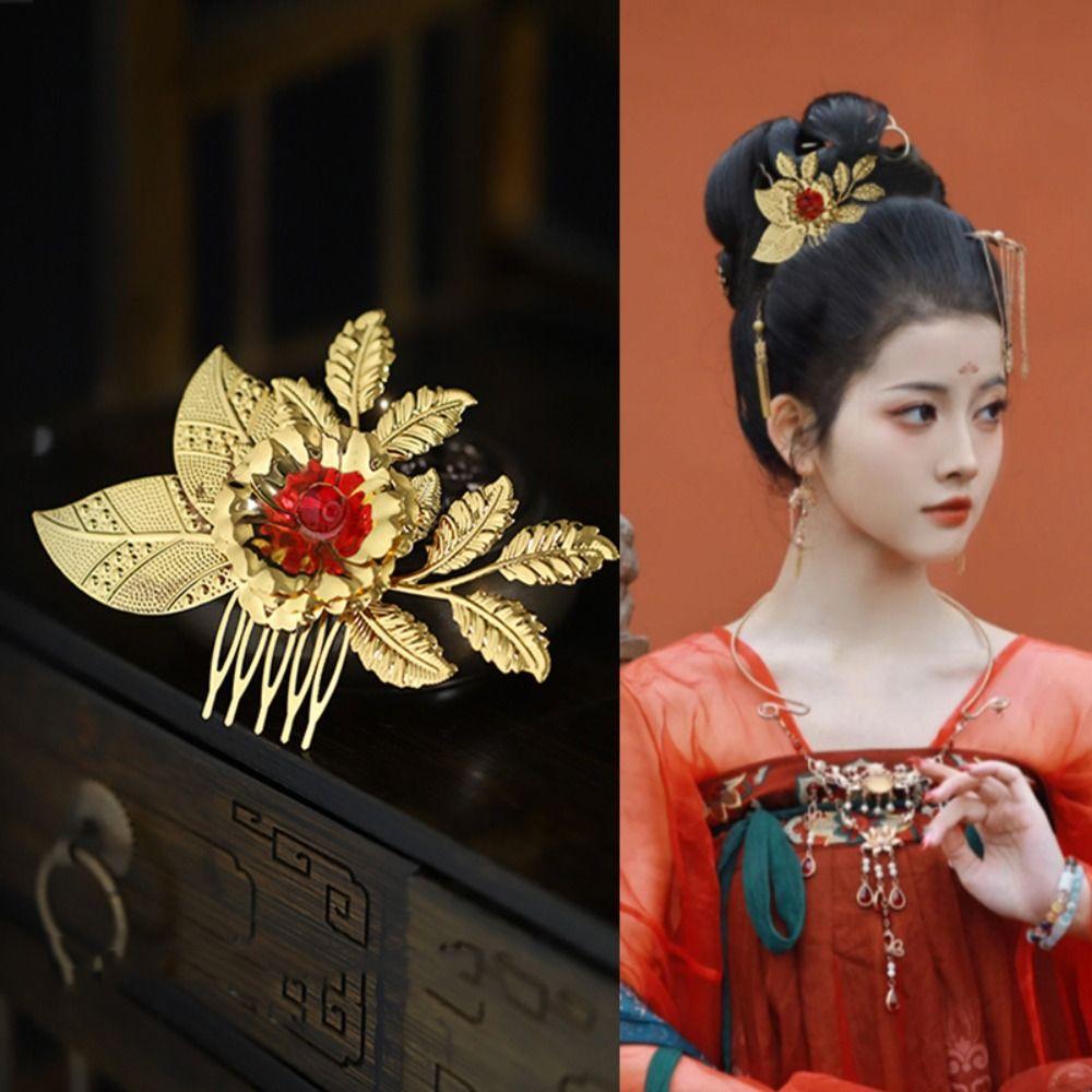 Floral Chinese Style Hairpin Tassels Women Hair Stick Vintage Hanfu Hair Comb  Ladies