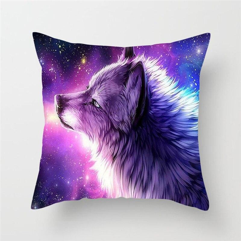 Wild Animals Printed Cushion Cover Wolf King Photo Pillow Covers for Home Sofa Decorative Throw  Cases
