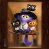 Cartoon Halloween Cat Window Decal - Self-adhesive No- Glue Glass Beautification Sticker